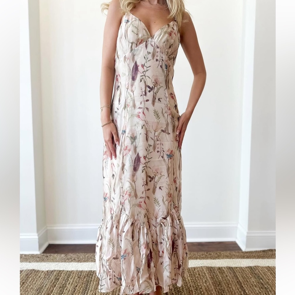 Floral Cream Maxi Dress